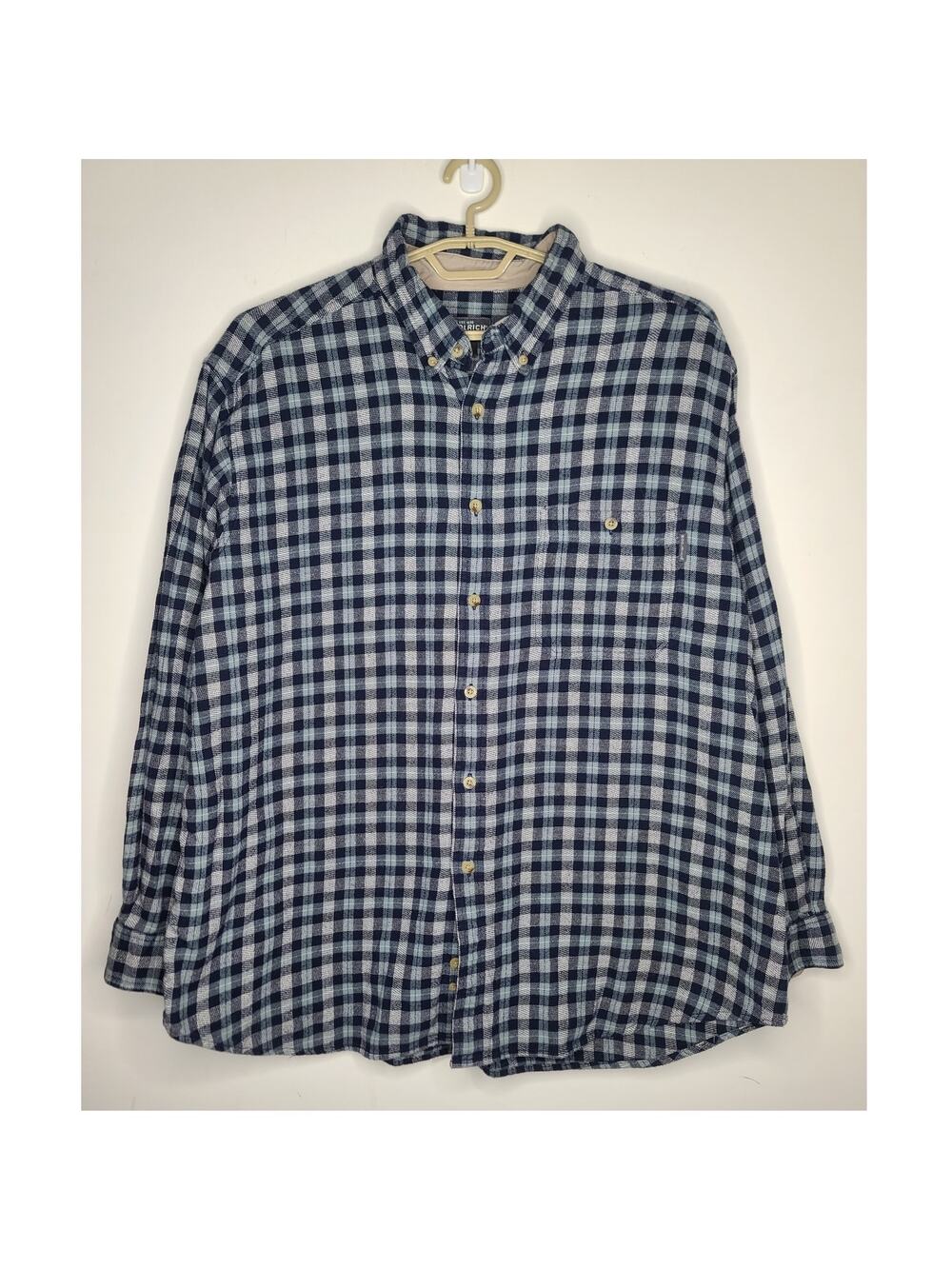 Woolrich blue grey plaid cotton long sleeve button down shirt - 2XL / XXL